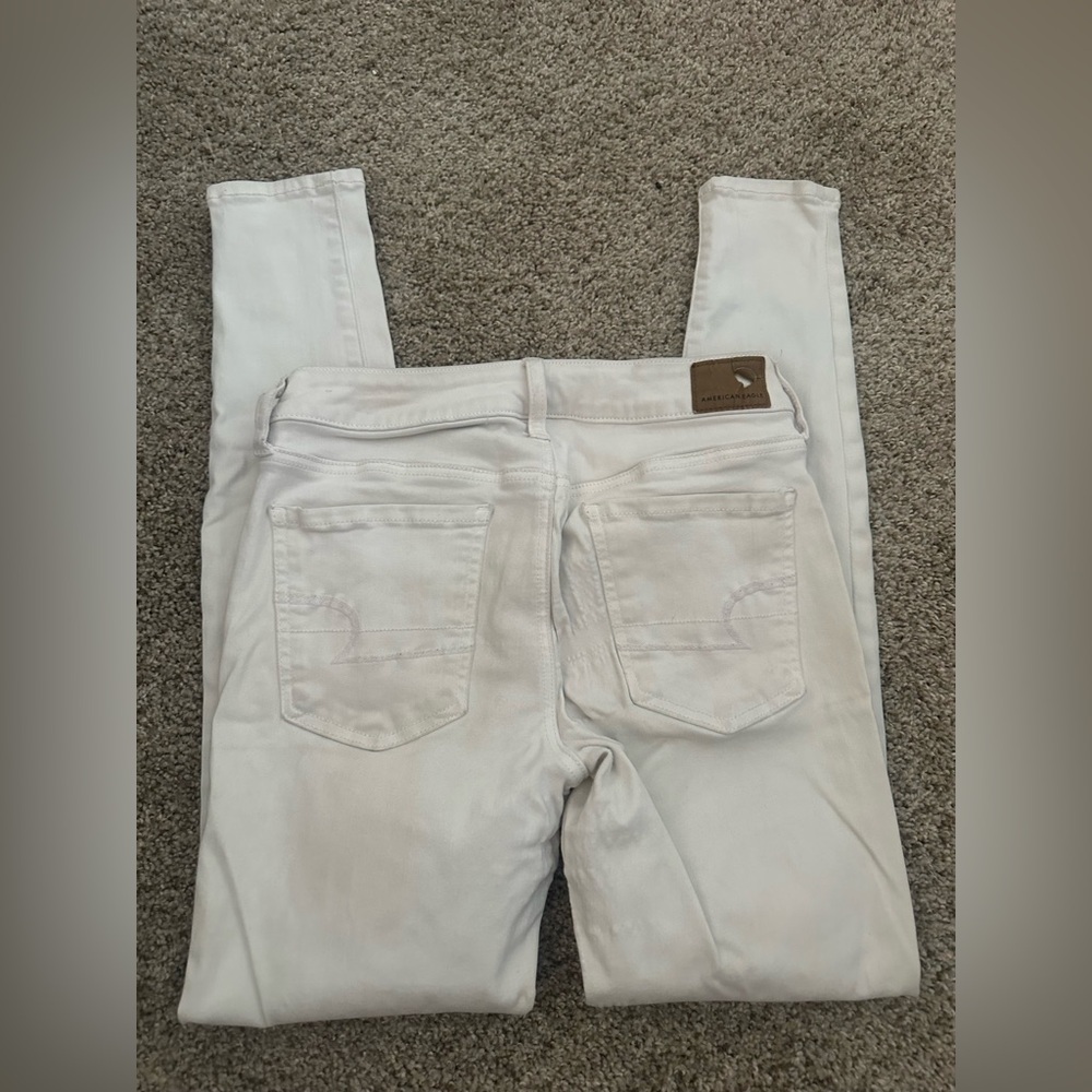 American Eagle White Jeans 6 Next Level Stretch Skinny AE 8 Jegging Legging RARE